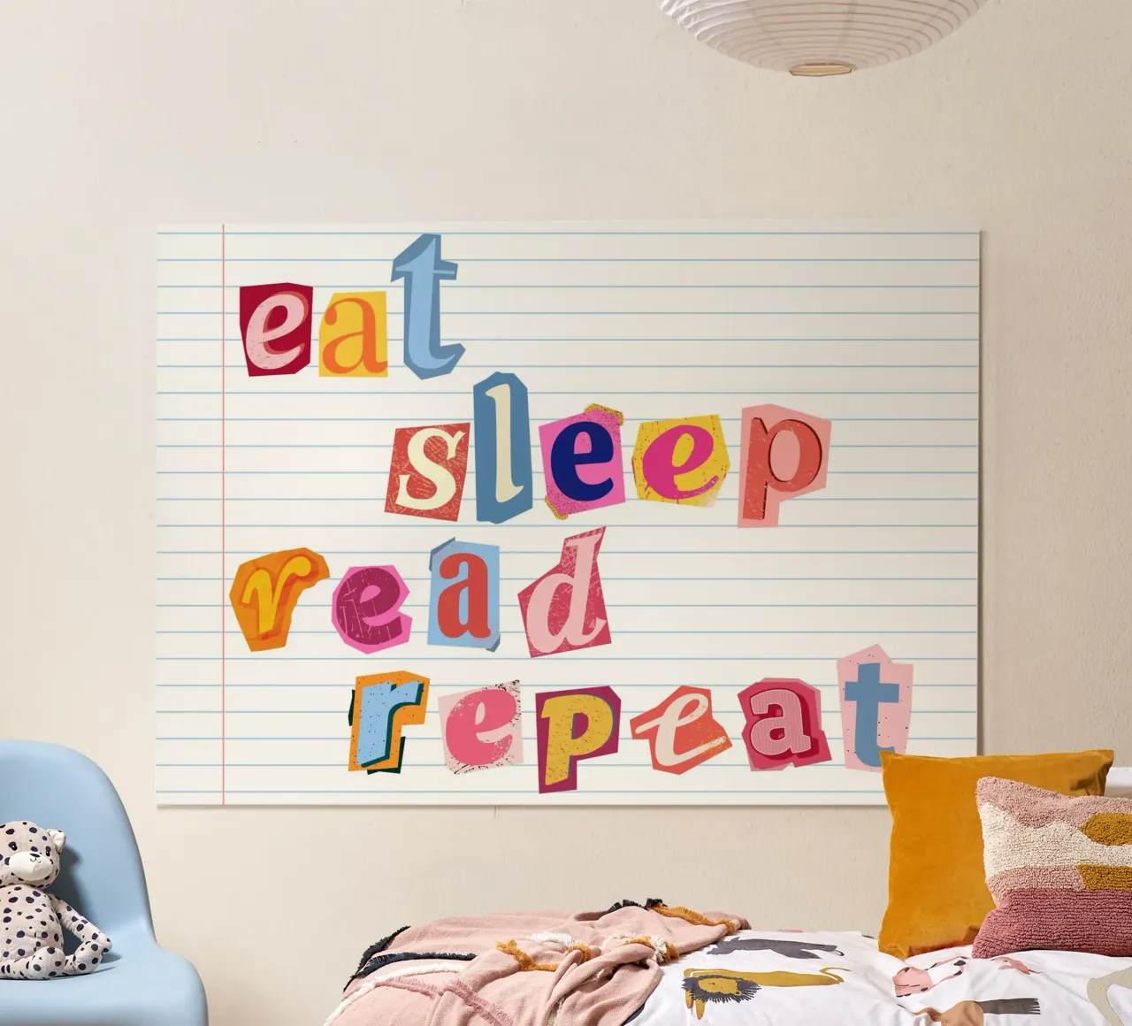 Eat Sleep Read Repeat Collage Art Poster poster da vintagepod