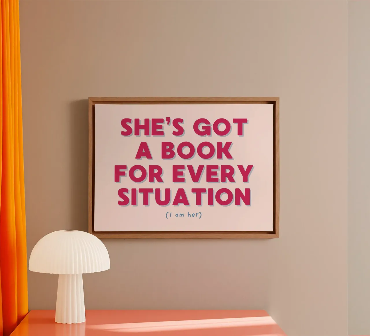 She's Got A Book For Every Situation Art Print canvas with Floater frame by vintagepod
