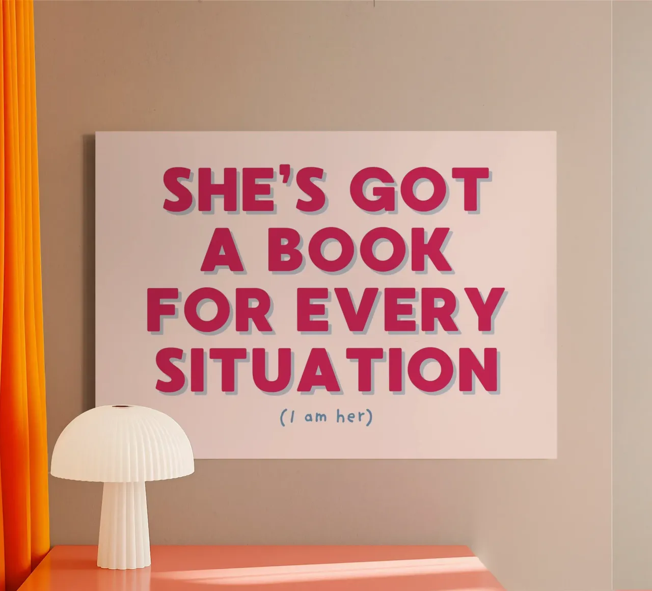She's Got A Book For Every Situation Art Print canvas with Floater frame by vintagepod