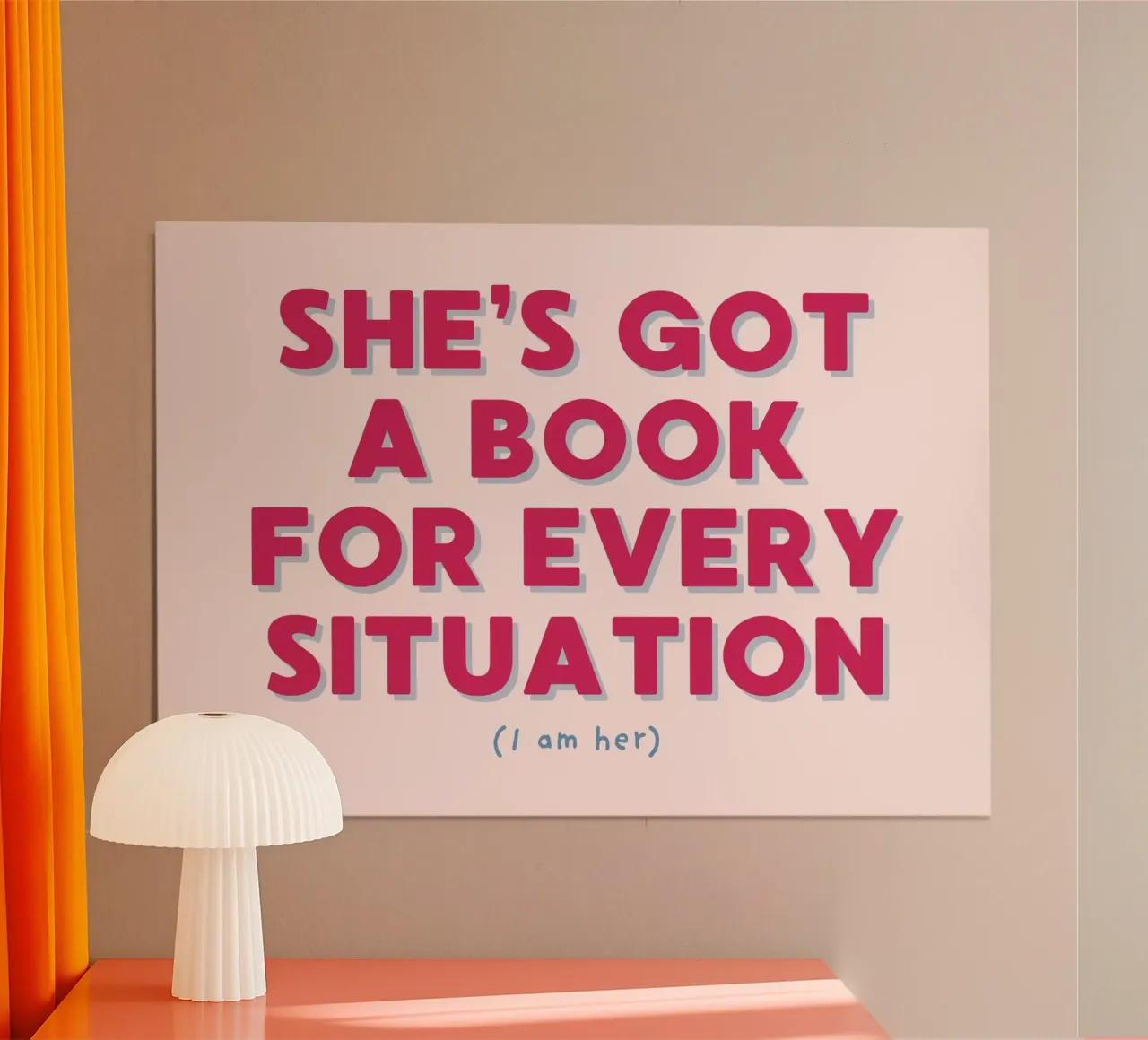 Stampa d'arte "She's Got A Book For Every Situation". poster con telaio in alluminio da vintagepod