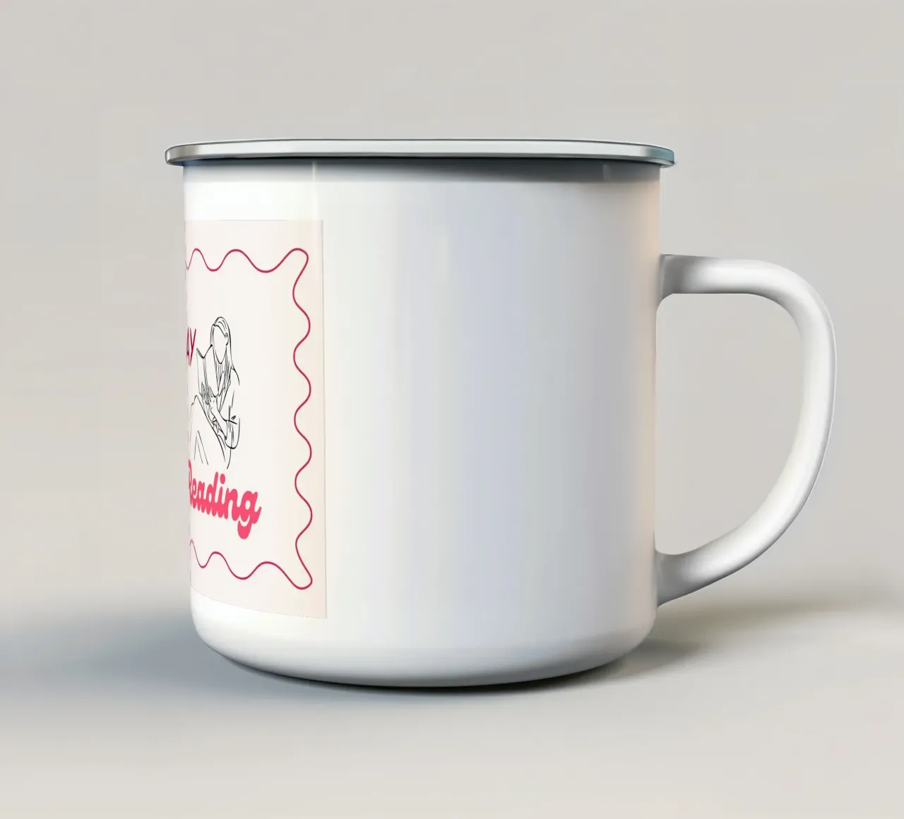 Poster "Go Away I'm Reading" - Arte lineare minimalista tazza in smalto da vintagepod