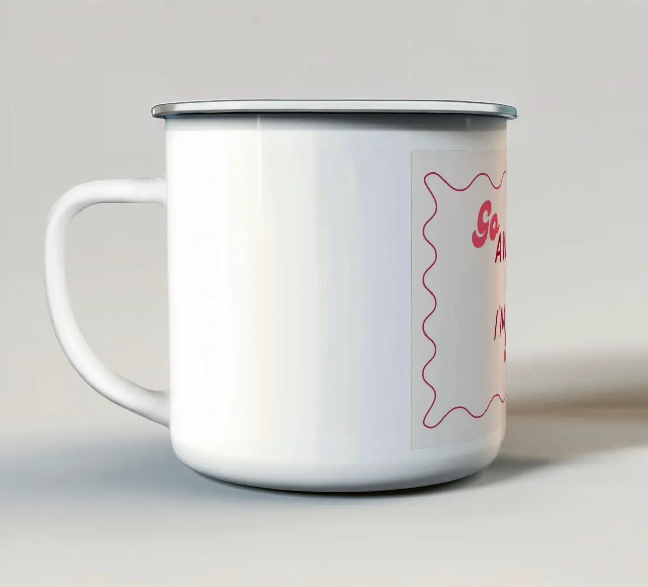 Poster "Go Away I'm Reading" - Arte lineare minimalista tazza in smalto da vintagepod