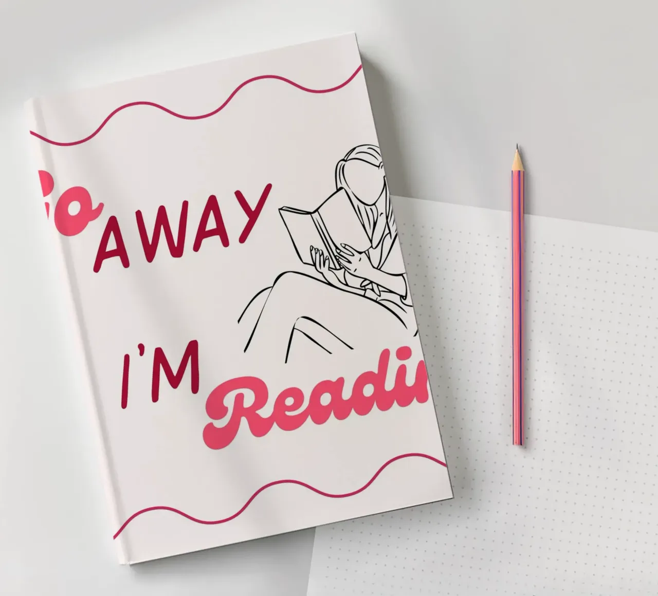 Go Away I'm Reading Poster - Minimalist Line Art notebook by vintagepod