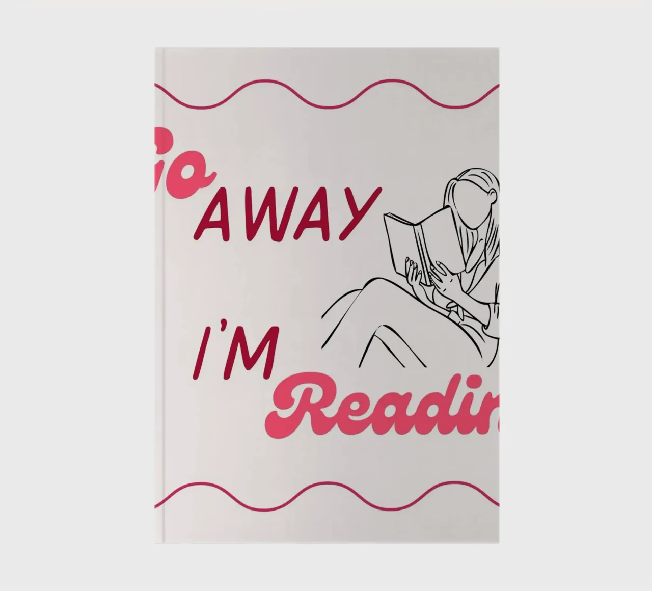 Go Away I'm Reading Poster - Minimalist Line Art notebook by vintagepod