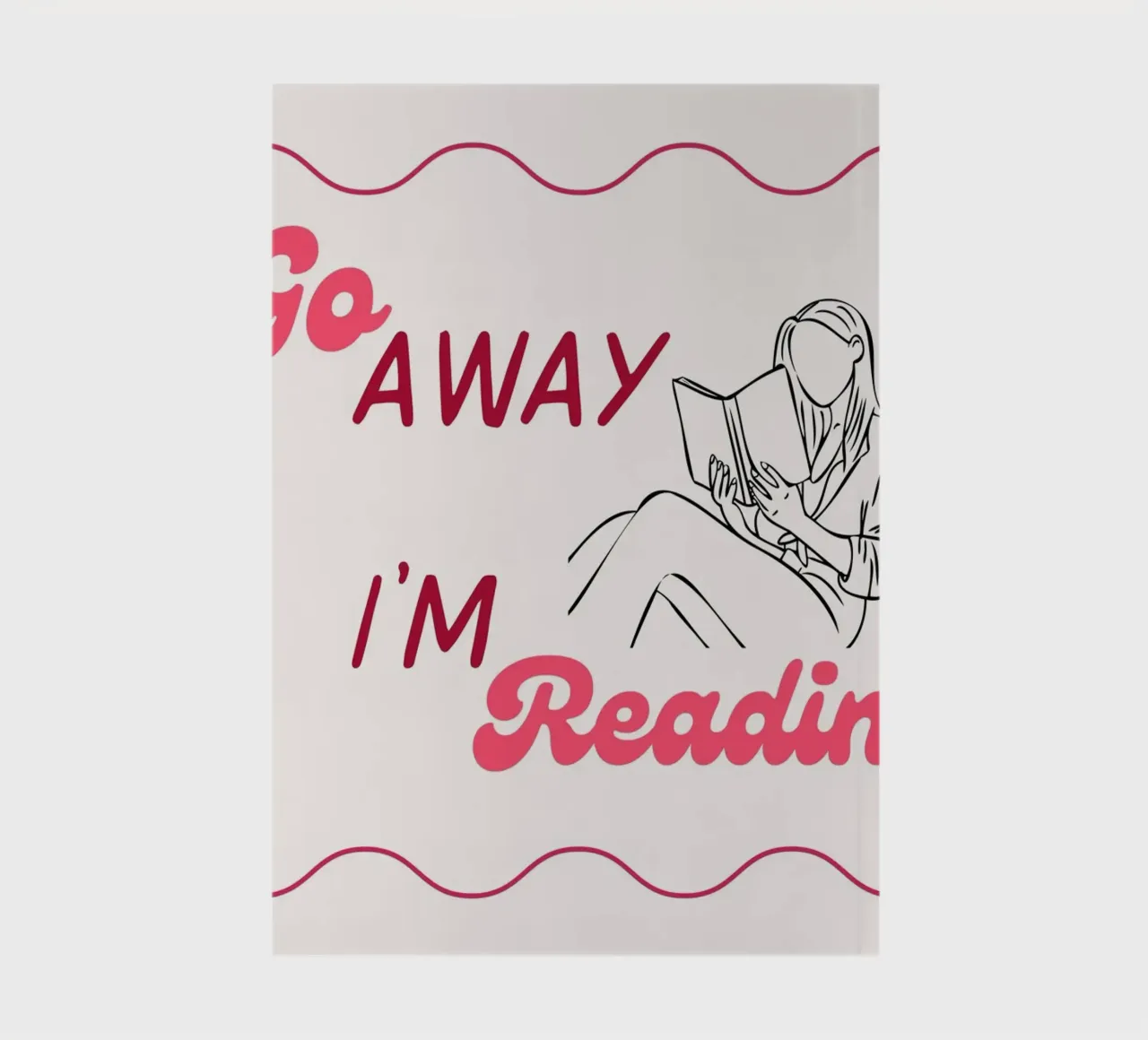 Go Away I'm Reading Poster - Minimalist Line Art notebook by vintagepod