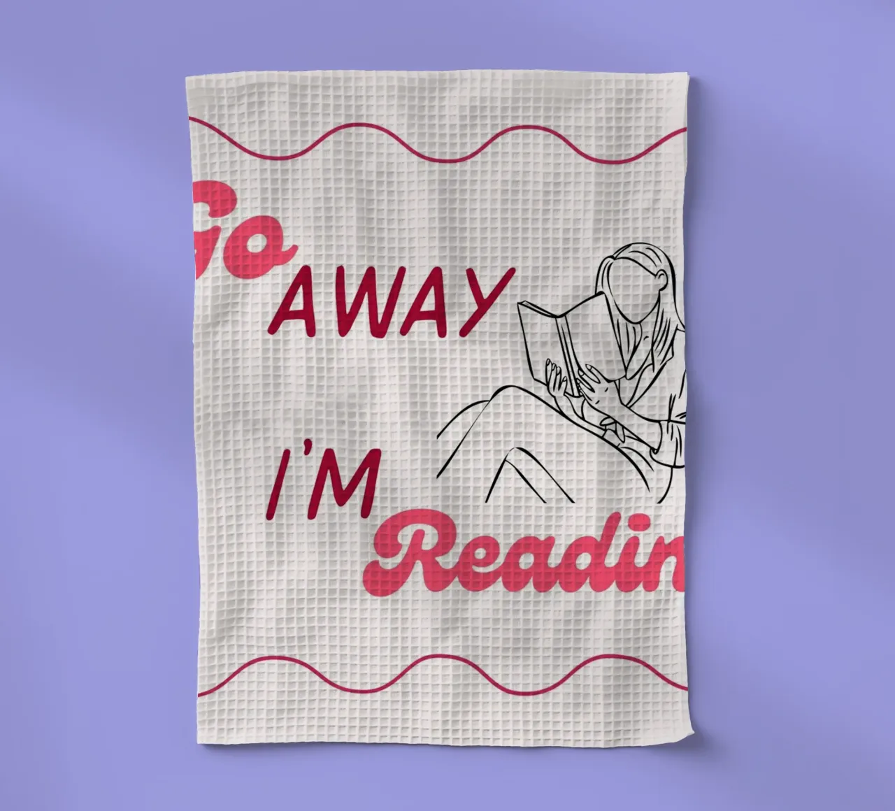 Go Away I'm Reading Poster - Dessin au trait minimaliste torchon de vintagepod