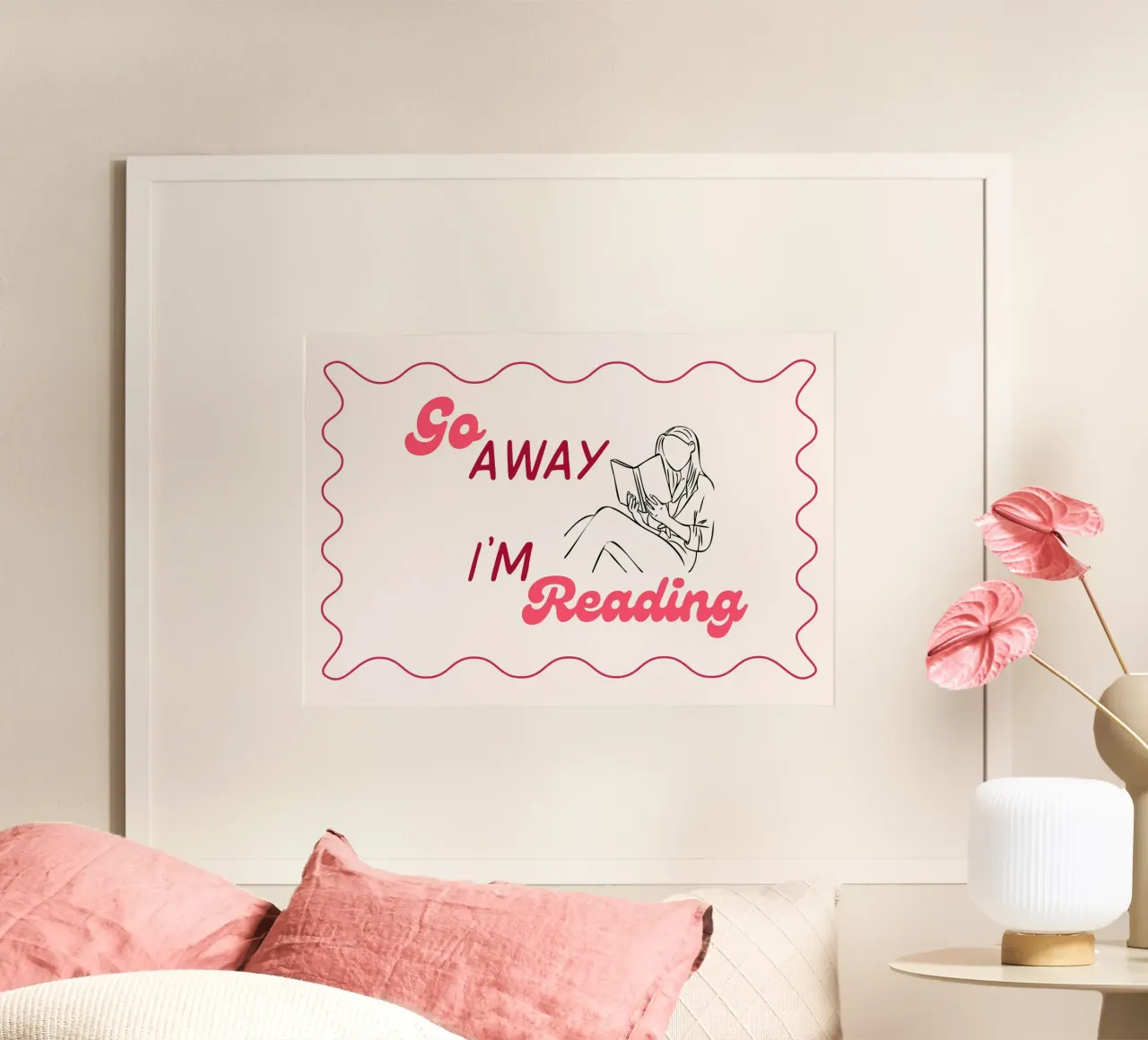 Go Away I'm Reading Poster - Dessin au trait minimaliste poster de vintagepod