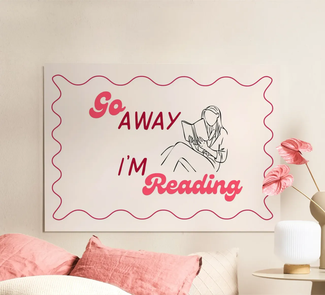 Go Away I'm Reading Poster - Dessin au trait minimaliste poster de vintagepod