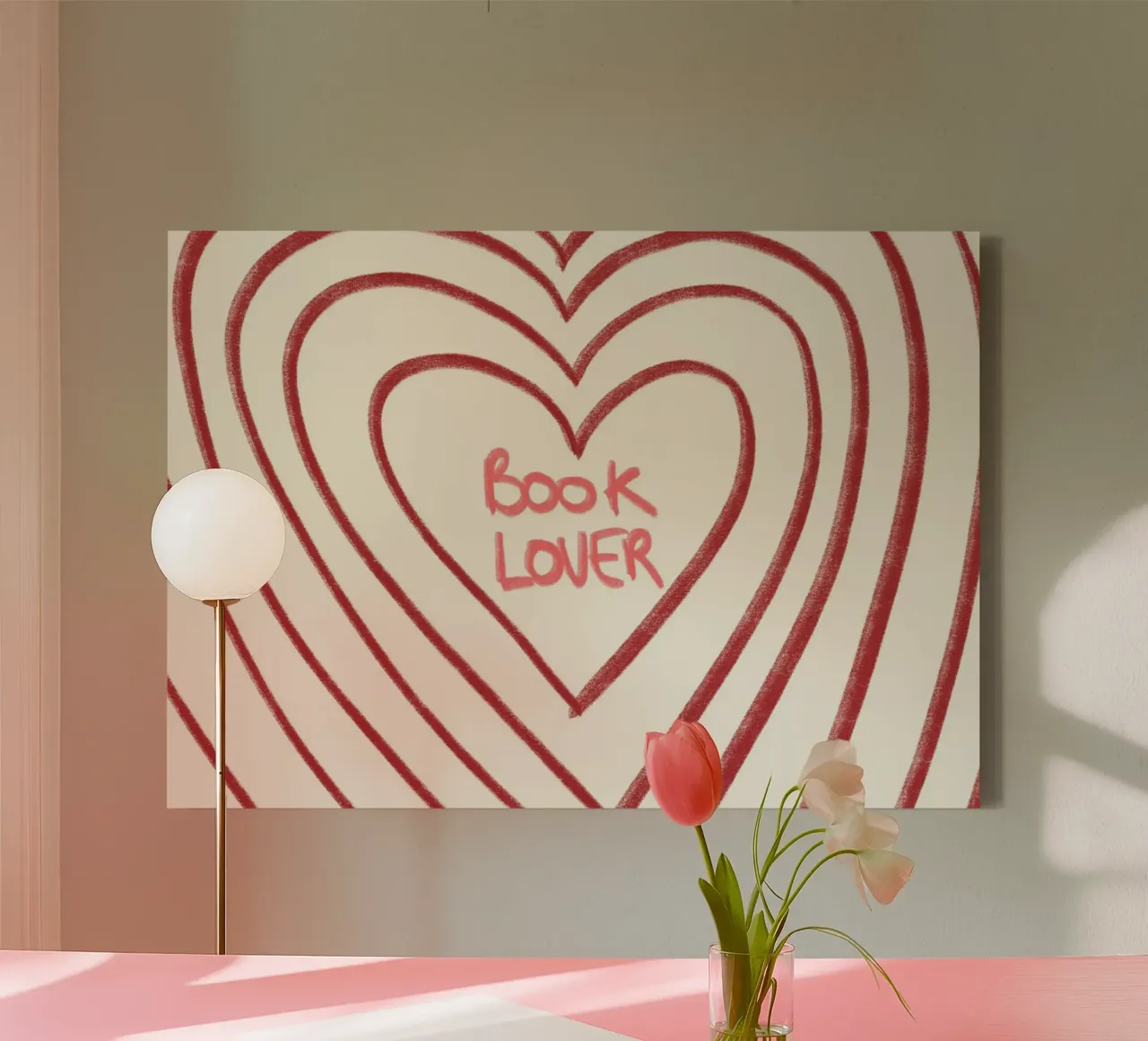 Poster estetico retrò "Amante dei libri" con cuore tela con Cornice a cassetta da vintagepod