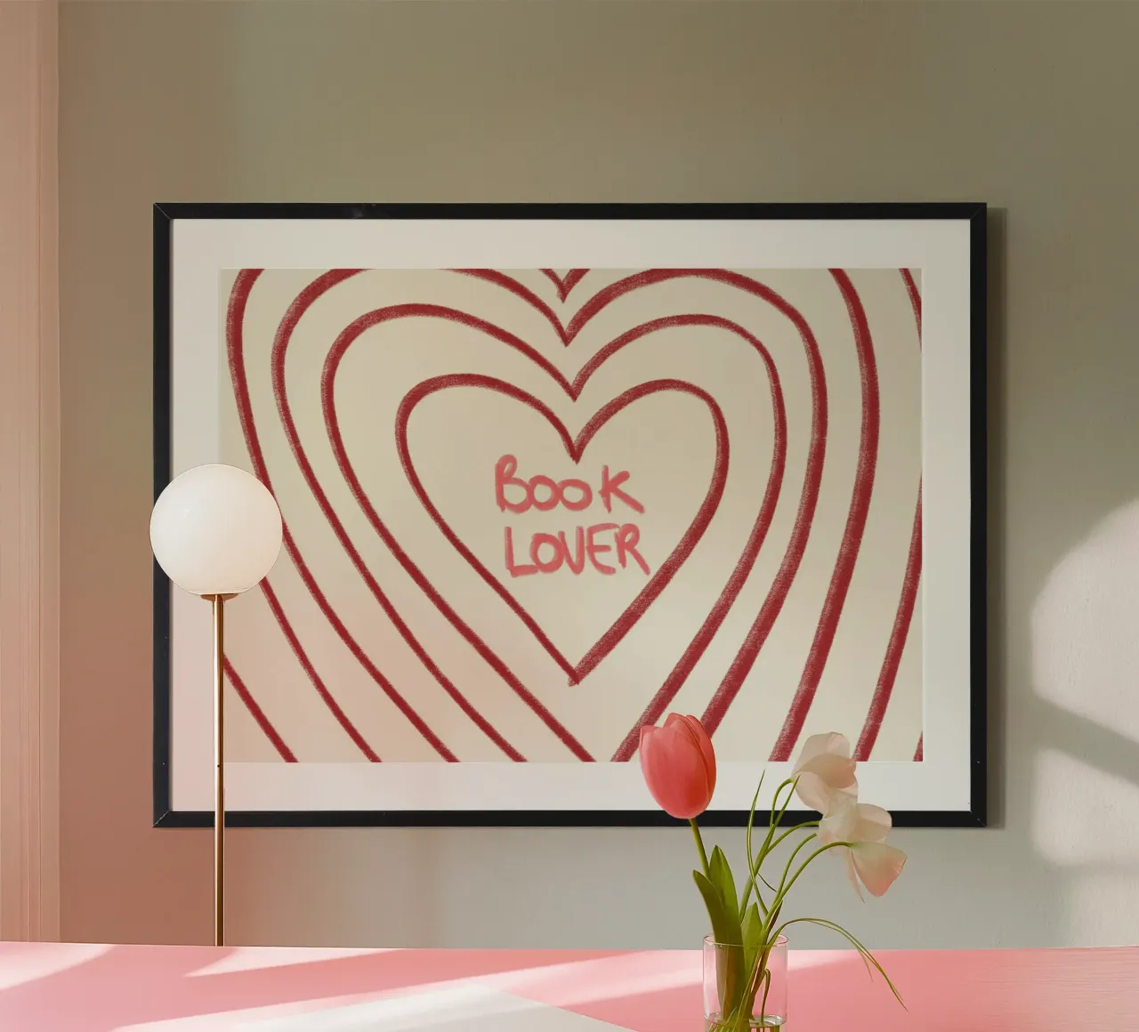 Poster estetico retrò "Amante dei libri" con cuore poster da vintagepod