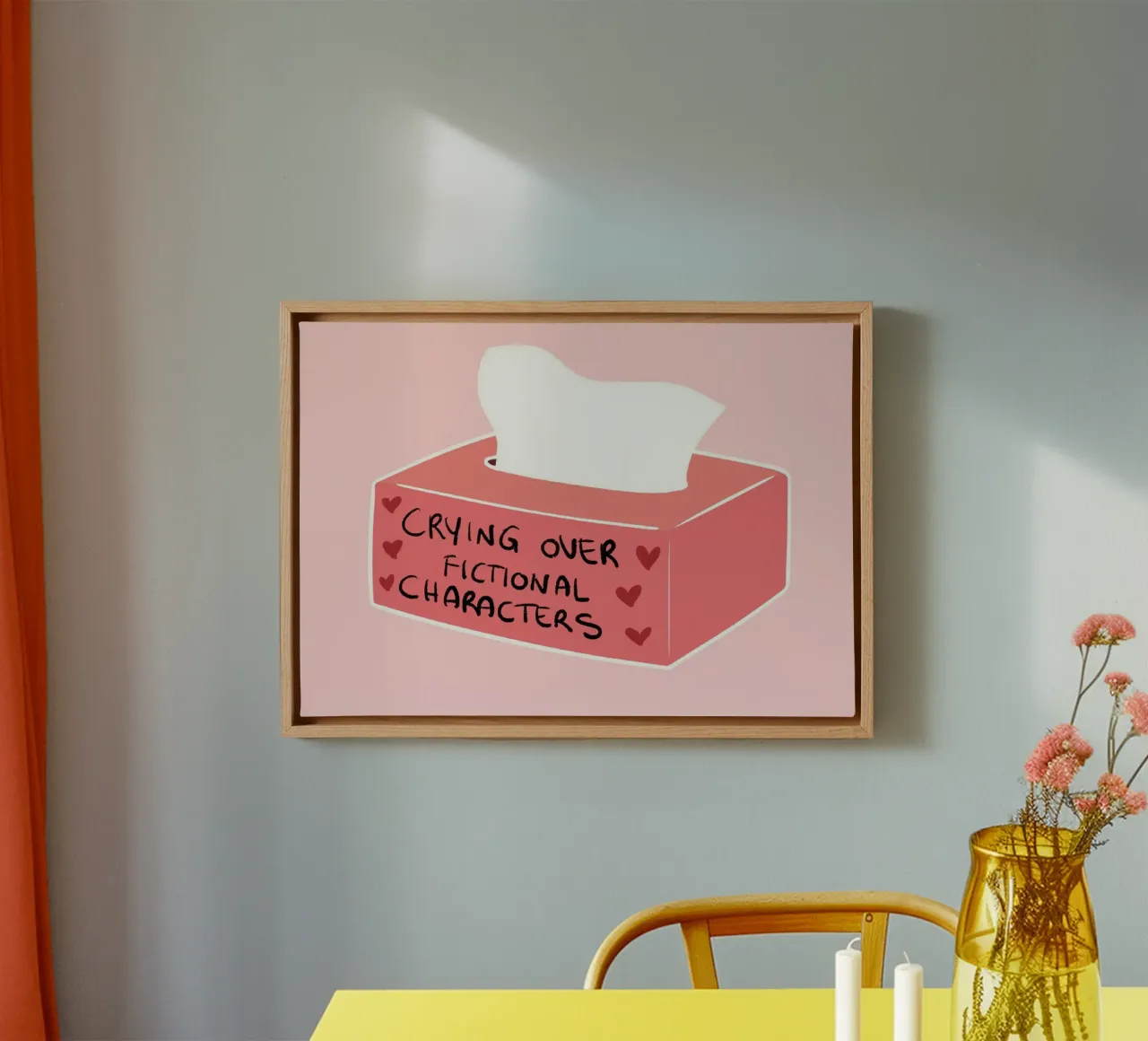Crying Over Fictional Characters Poster - Witty Art canvas with Floater frame by vintagepod
