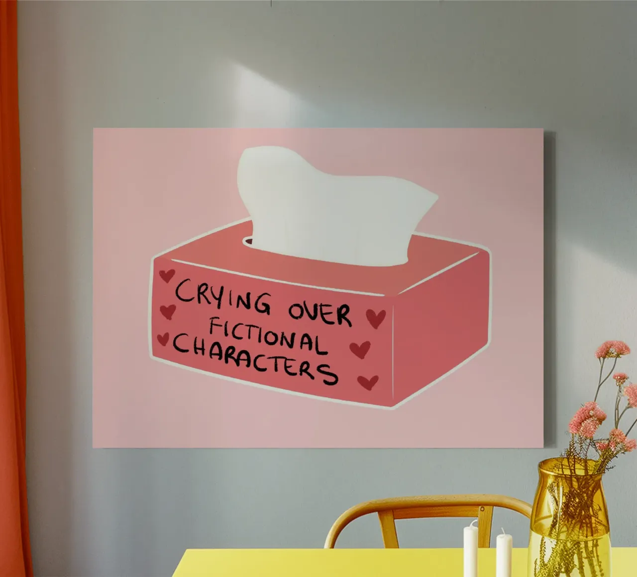 Crying Over Fictional Characters Poster - Witty Art canvas with Floater frame by vintagepod