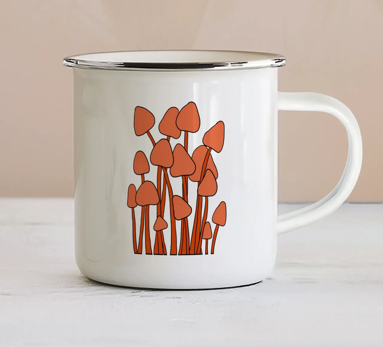 Orange Fungi Autumn Vibes tazza in smalto da TijanaArtStudio88