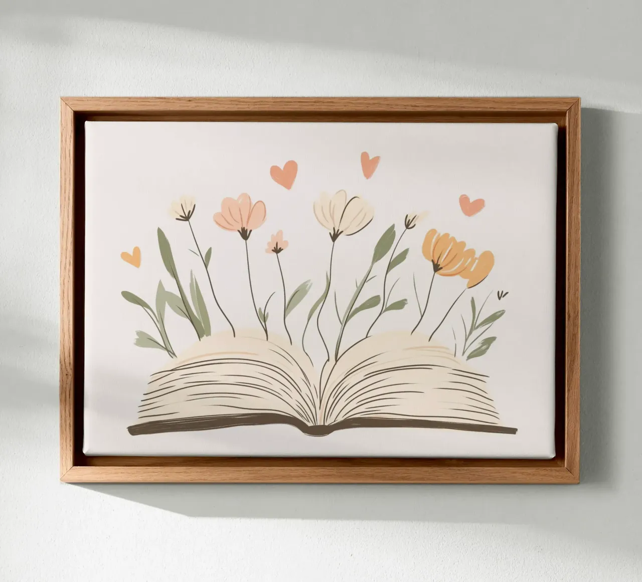 Bloemen Boek Liefhebber Kunst - Gezellige Esthetische Poster canvas met Baklijst van vintagepod