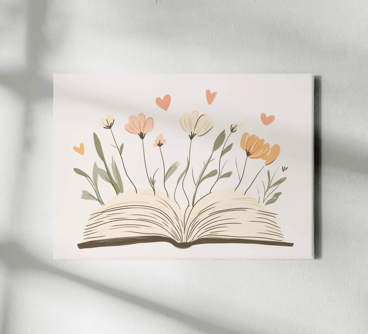 Bloemen Boek Liefhebber Kunst - Gezellige Esthetische Poster canvas met Baklijst van vintagepod