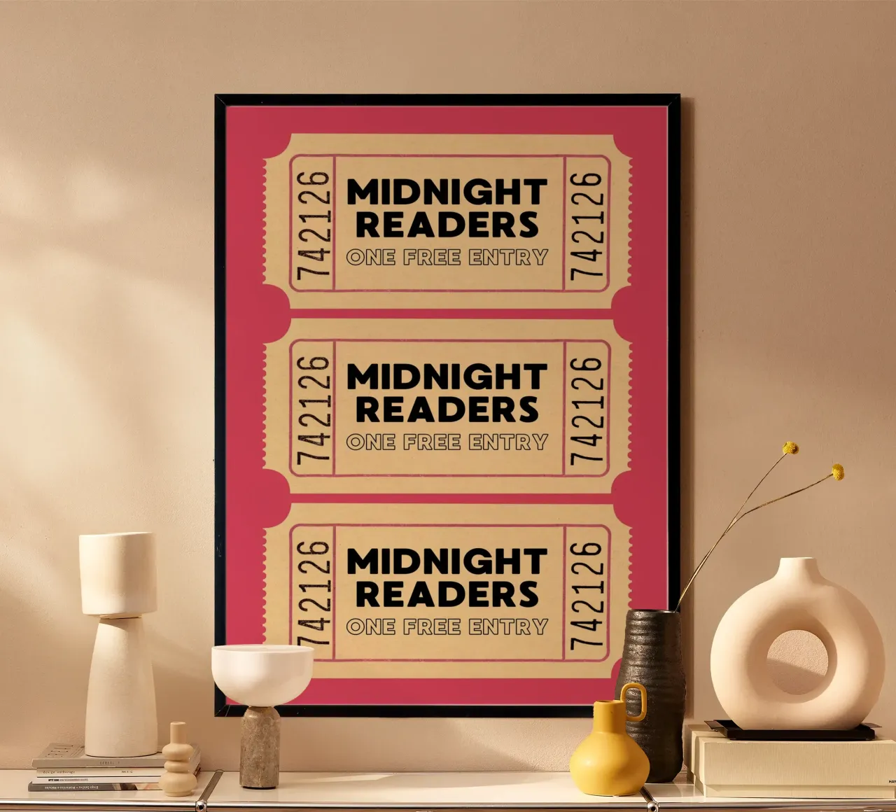 Poster per biglietti retro dei lettori di mezzanotte - Rosa poster da vintagepod
