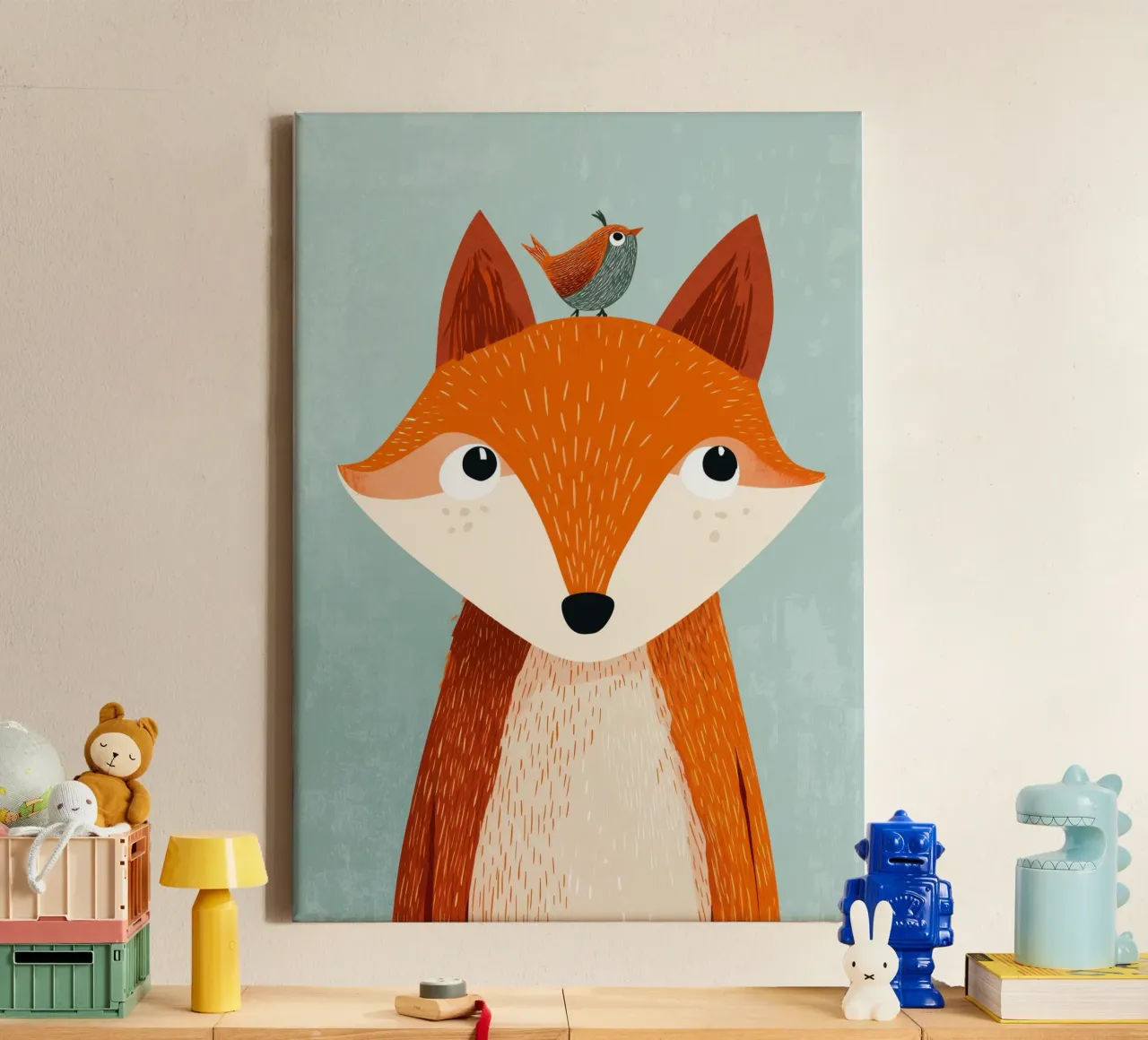 Fox and Songbird tela con Cornice a cassetta da Kiara