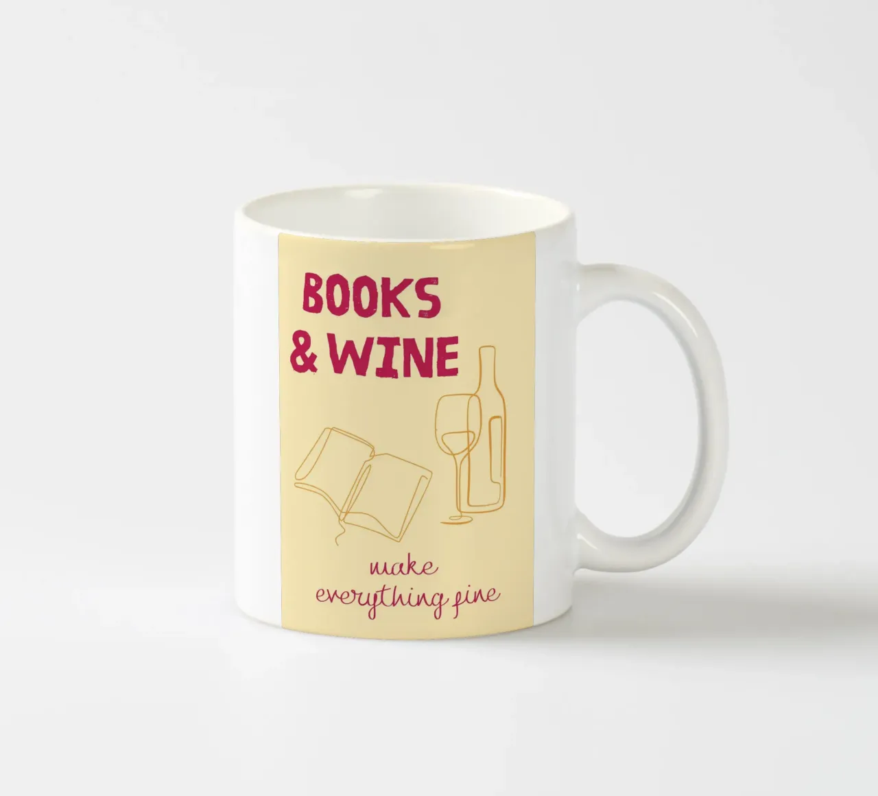 Libri e vino rendono tutto più bello tazza in ceramica da vintagepod