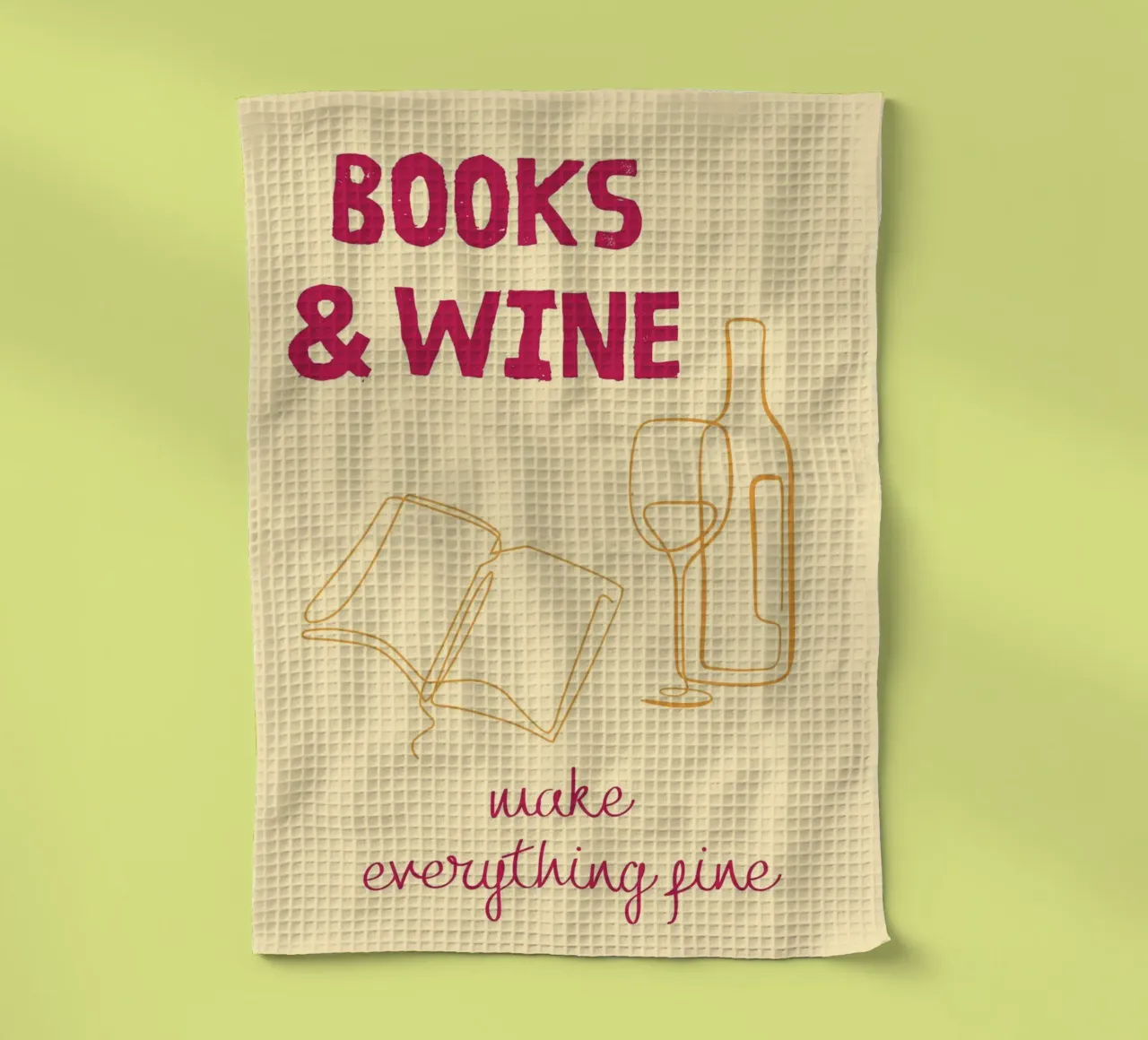 Affiche "Books & Wine Make Everything Fine torchon de vintagepod