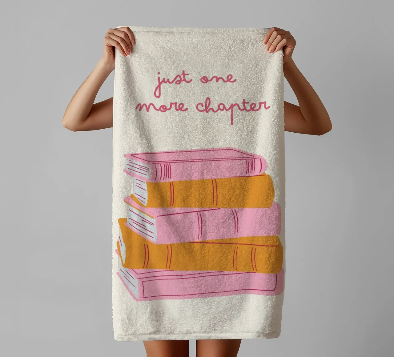 "Just One More Chapter" Minimalist Book Stack towel by vintagepod