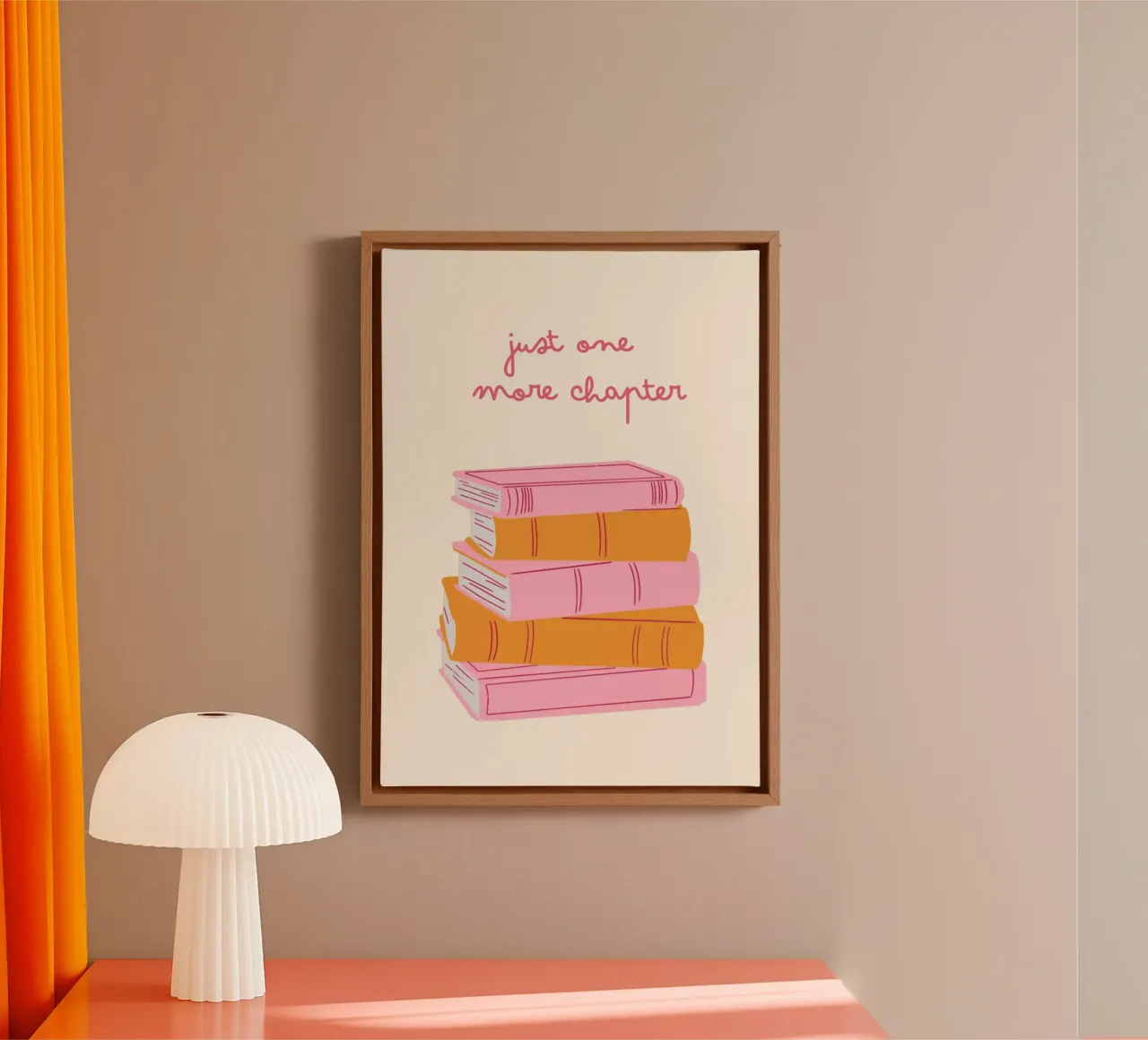 "Just One More Chapter" Minimalist Book Stack canvas with Floater frame by vintagepod