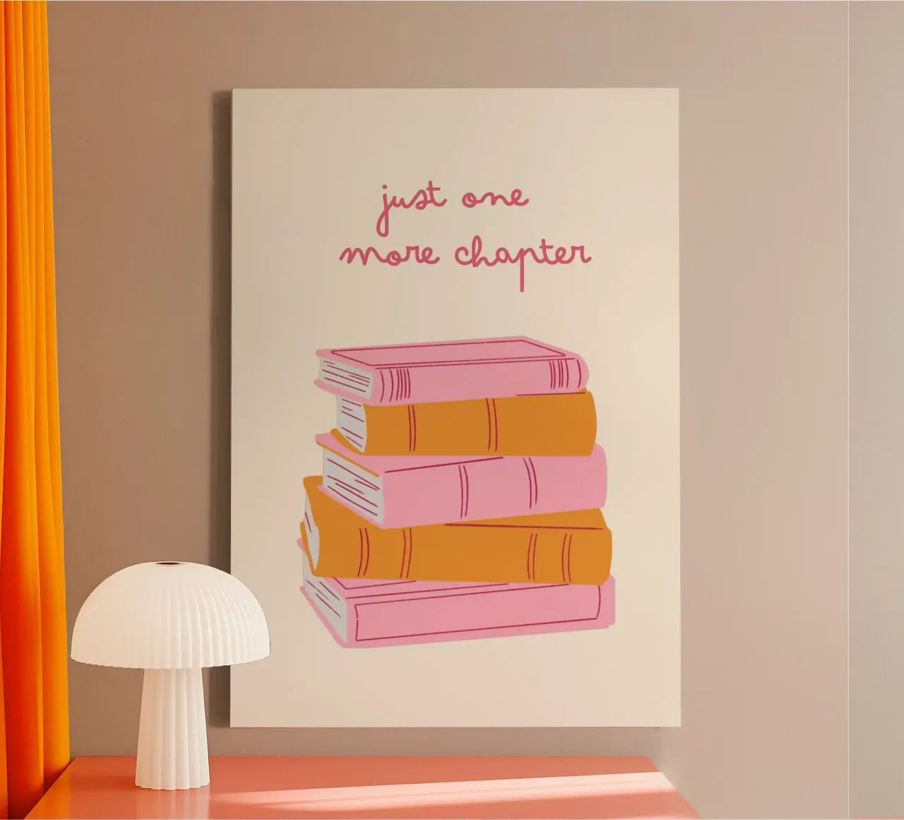 "Just One More Chapter" Minimalist Book Stack canvas with Floater frame by vintagepod