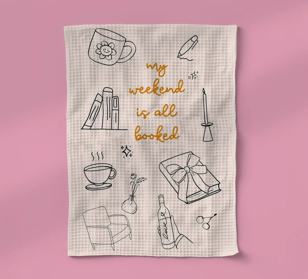 Affiche minimaliste "My Weekend Is All Booked" (Mon week-end est complet) torchon de vintagepod