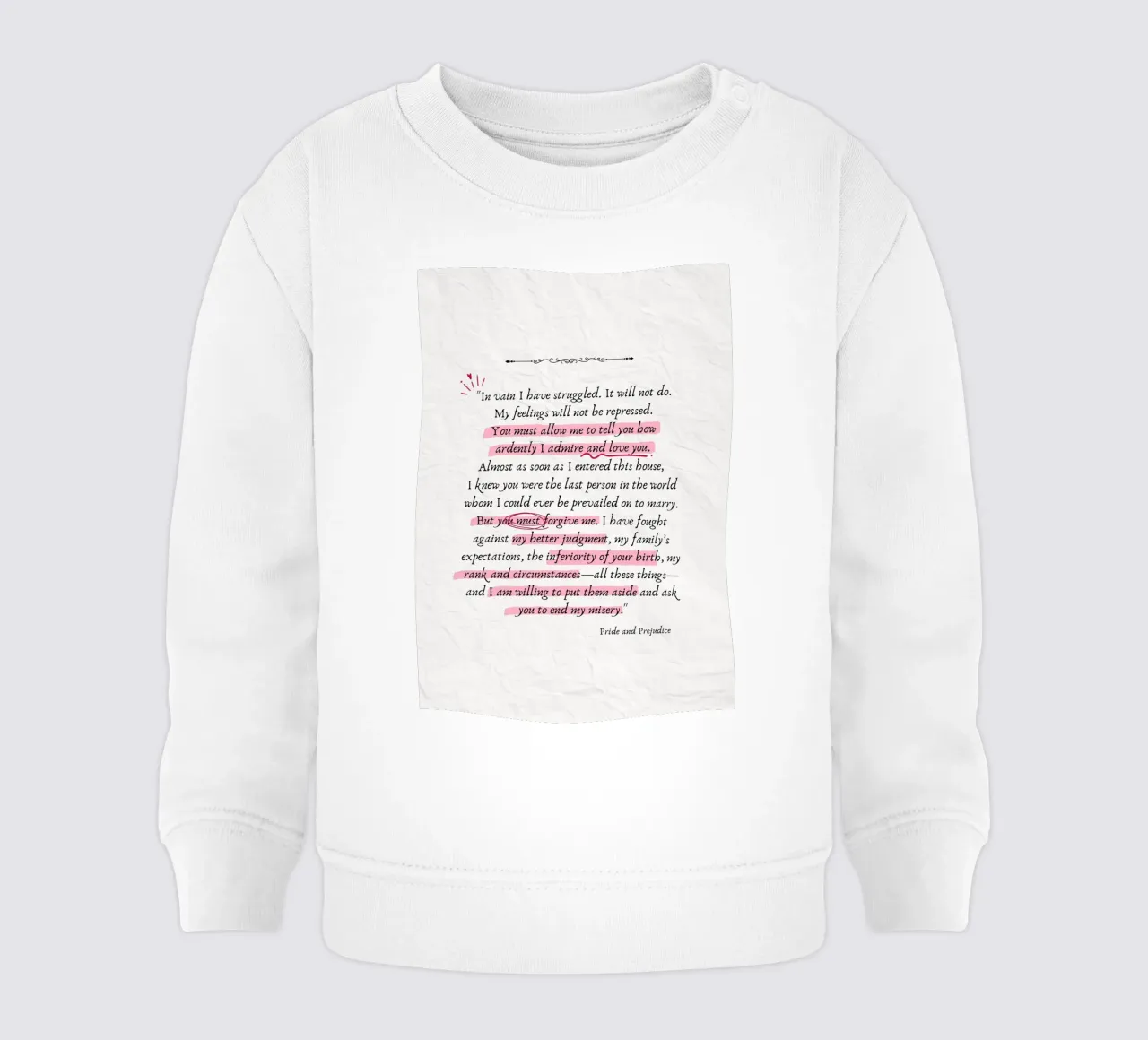 Citazione di Mr. Darcy dal poster di Orgoglio e Pregiudizio felpa neonato da vintagepod
