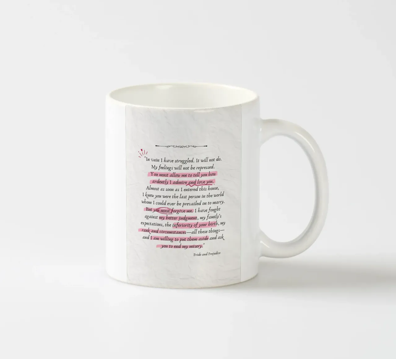 Citazione di Mr. Darcy dal poster di Orgoglio e Pregiudizio tazza in ceramica da vintagepod
