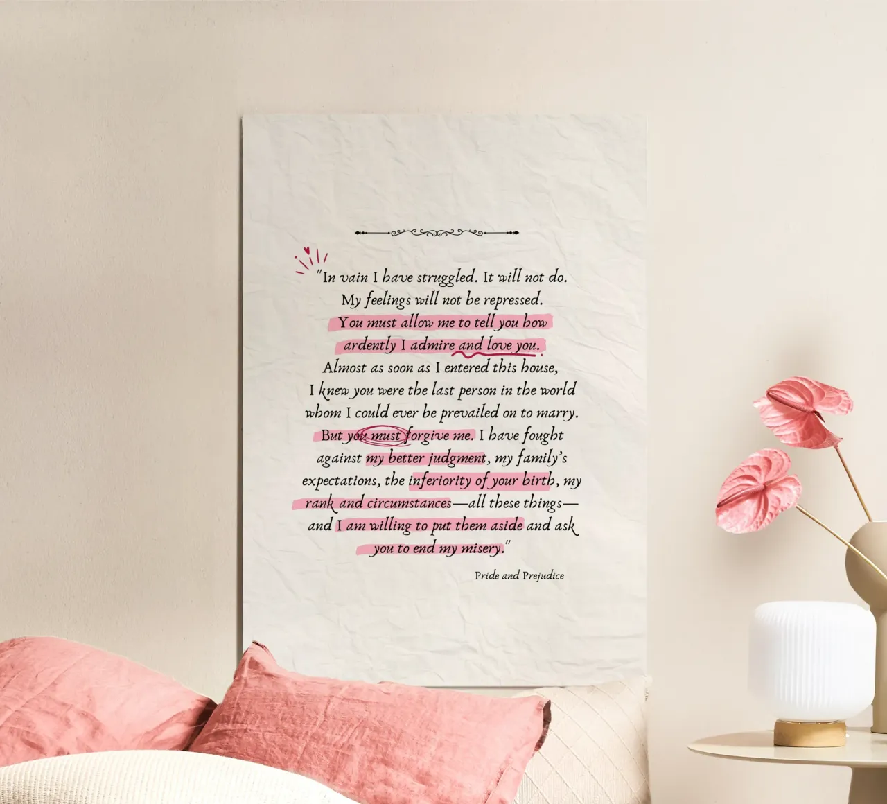 Citazione di Mr. Darcy dal poster di Orgoglio e Pregiudizio poster da vintagepod