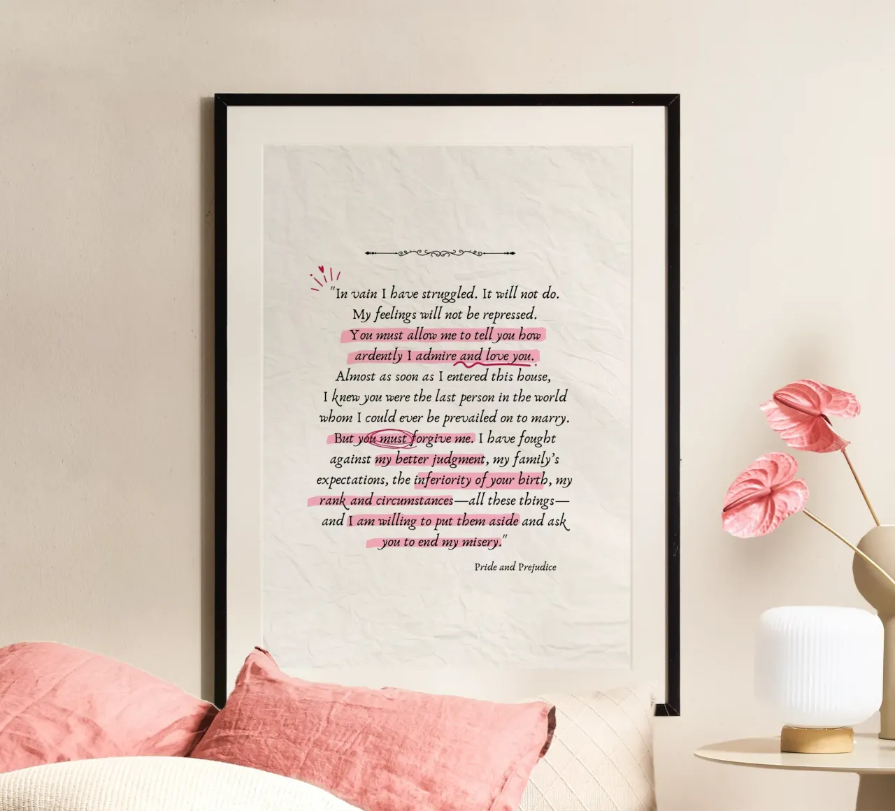 Citazione di Mr. Darcy dal poster di Orgoglio e Pregiudizio poster da vintagepod