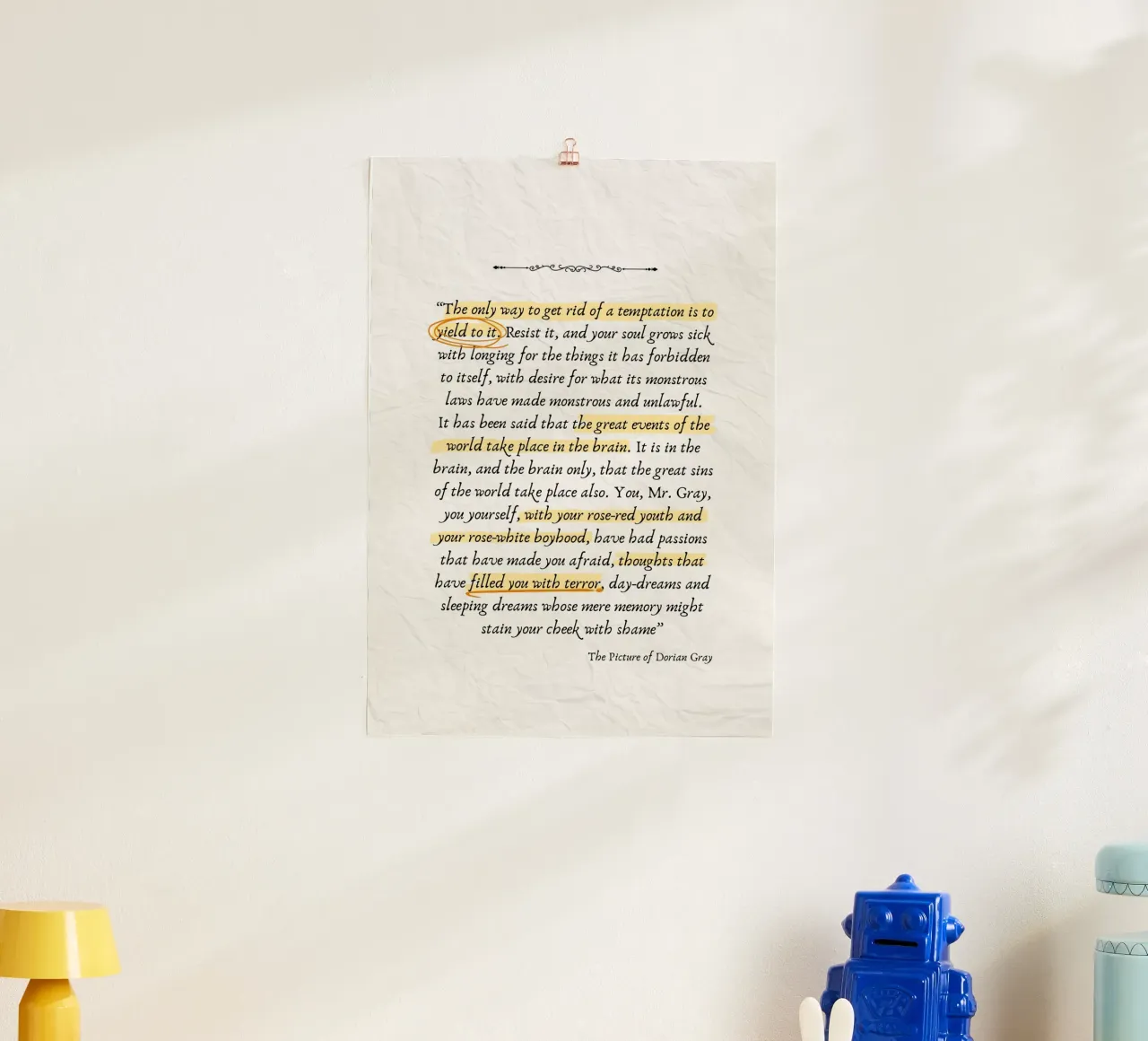 Oscar Wilde Citazione "Il ritratto di Dorian Gray poster da vintagepod