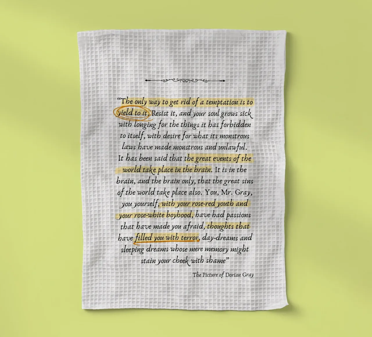 Citation d'Oscar Wilde "L'image de Dorian Gray" (en anglais) torchon de vintagepod