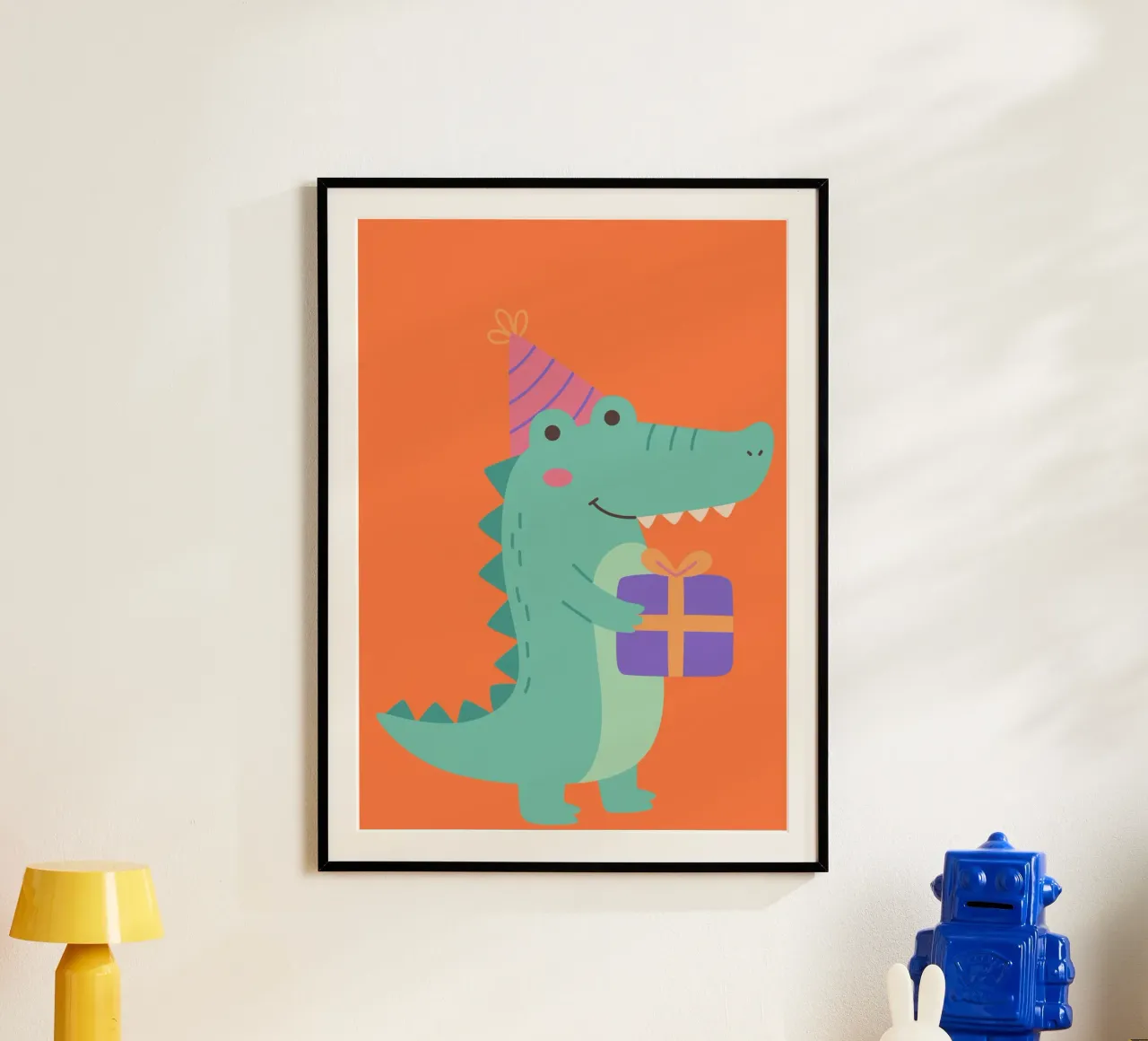 Geburtstags-Krokodil poster con telaio in plastica da Grünkraftwerk