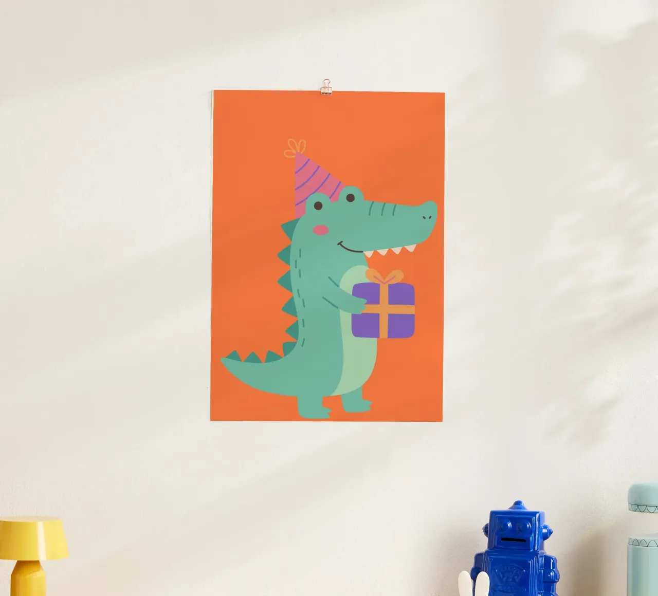 Geburtstags-Krokodil poster con telaio in plastica da Grünkraftwerk