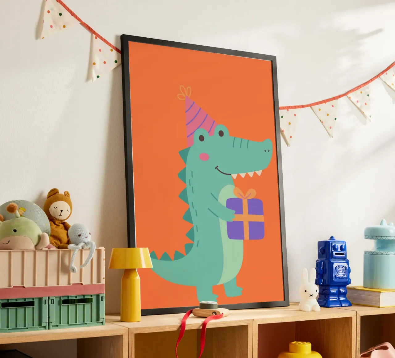 Geburtstags-Krokodil poster con telaio in plastica da Grünkraftwerk