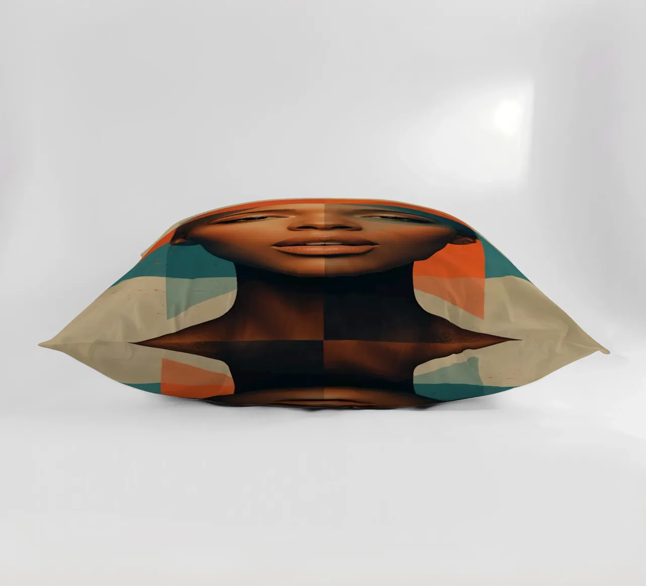 Ritratto astratto di donna con forme geometriche cuscino da DesignDoodle