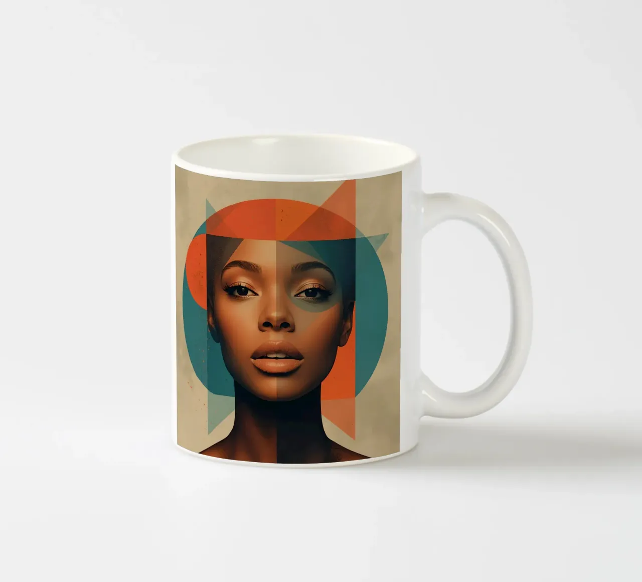 Ritratto astratto di donna con forme geometriche tazza in ceramica da DesignDoodle