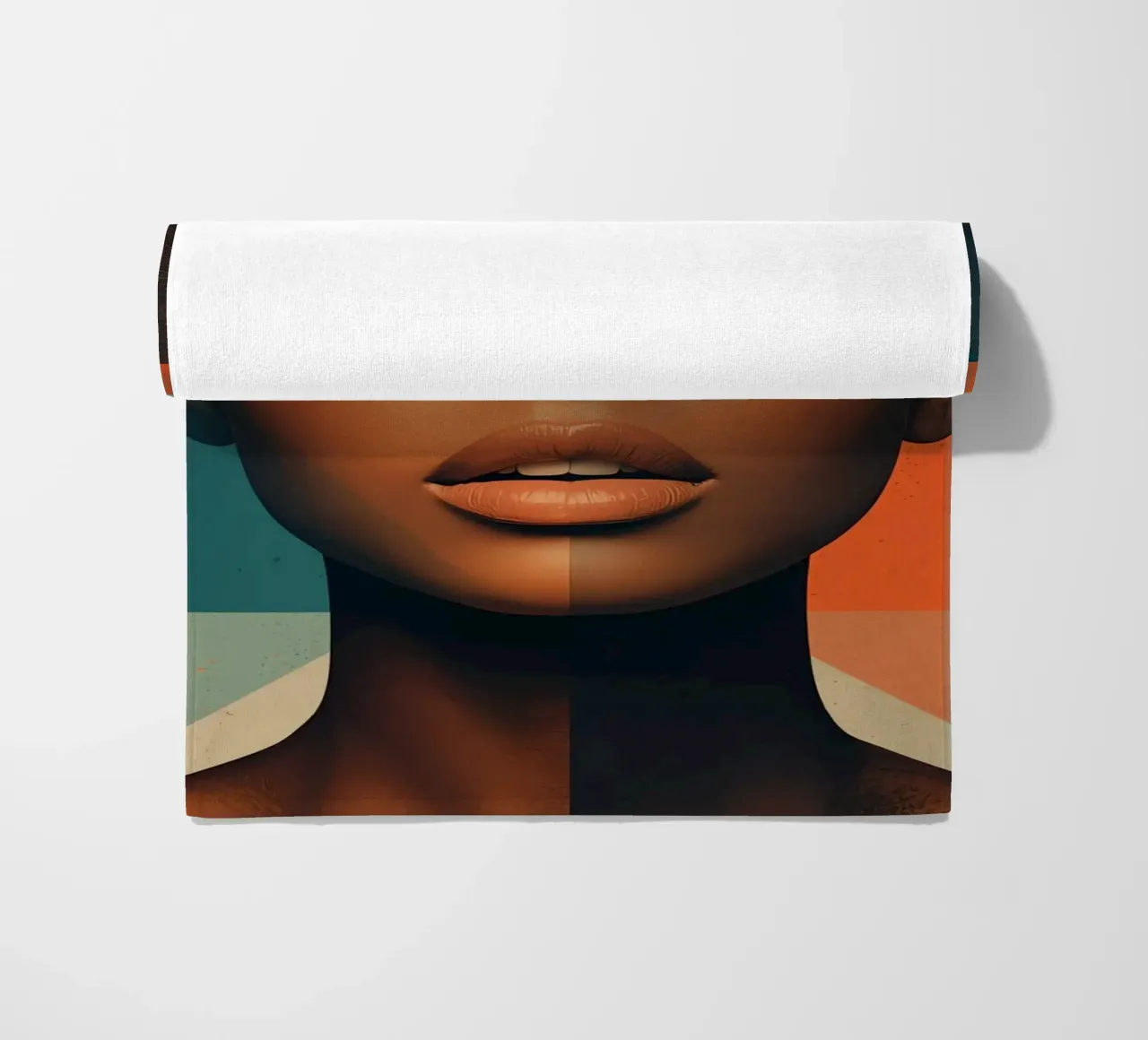Ritratto astratto di donna con forme geometriche telo mare da DesignDoodle