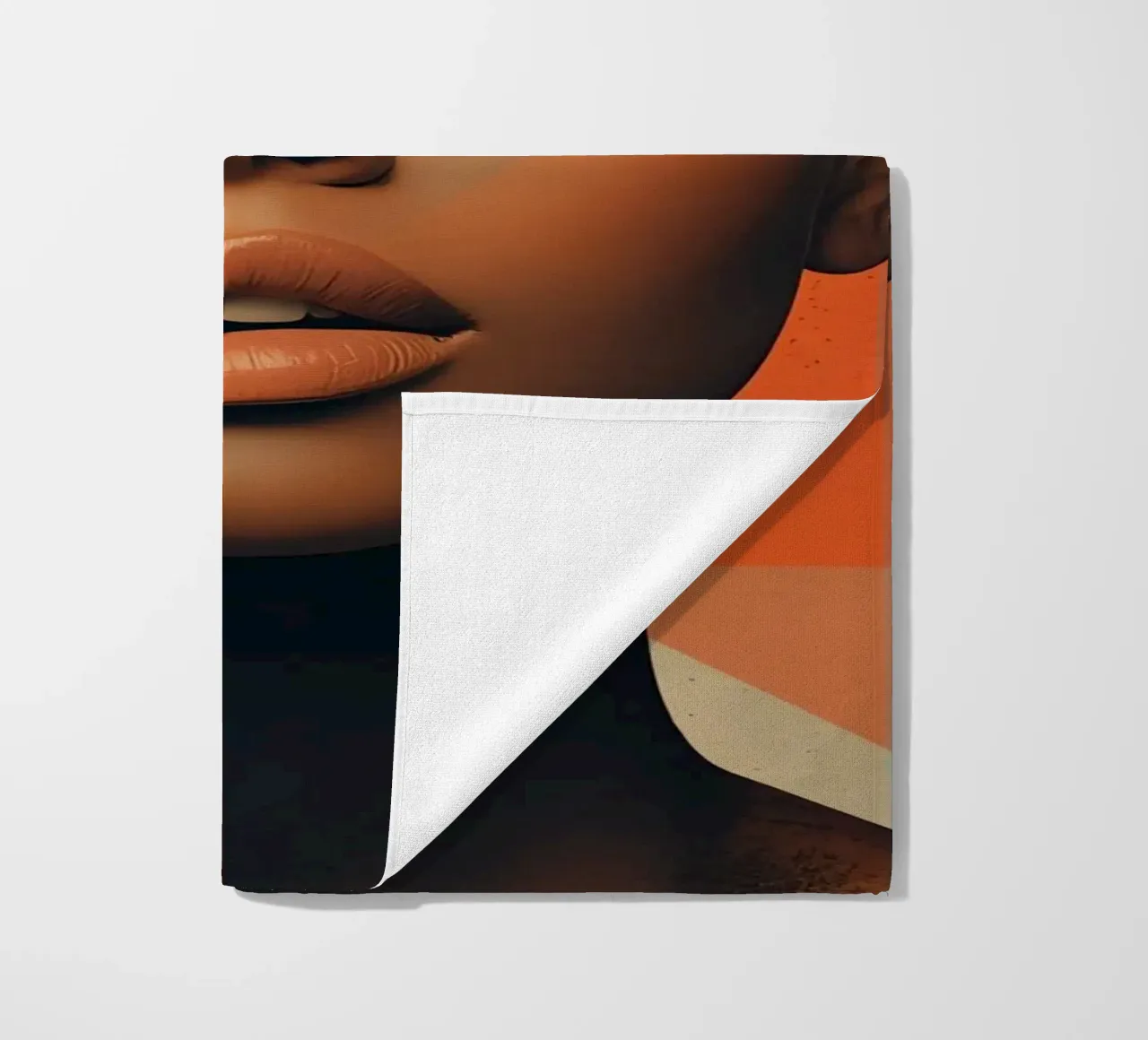 Ritratto astratto di donna con forme geometriche telo mare da DesignDoodle