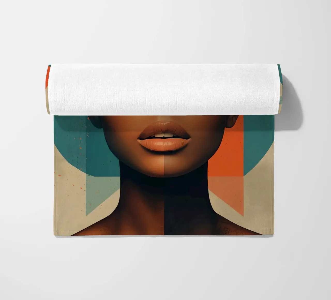 Ritratto astratto di donna con forme geometriche telo mare da DesignDoodle