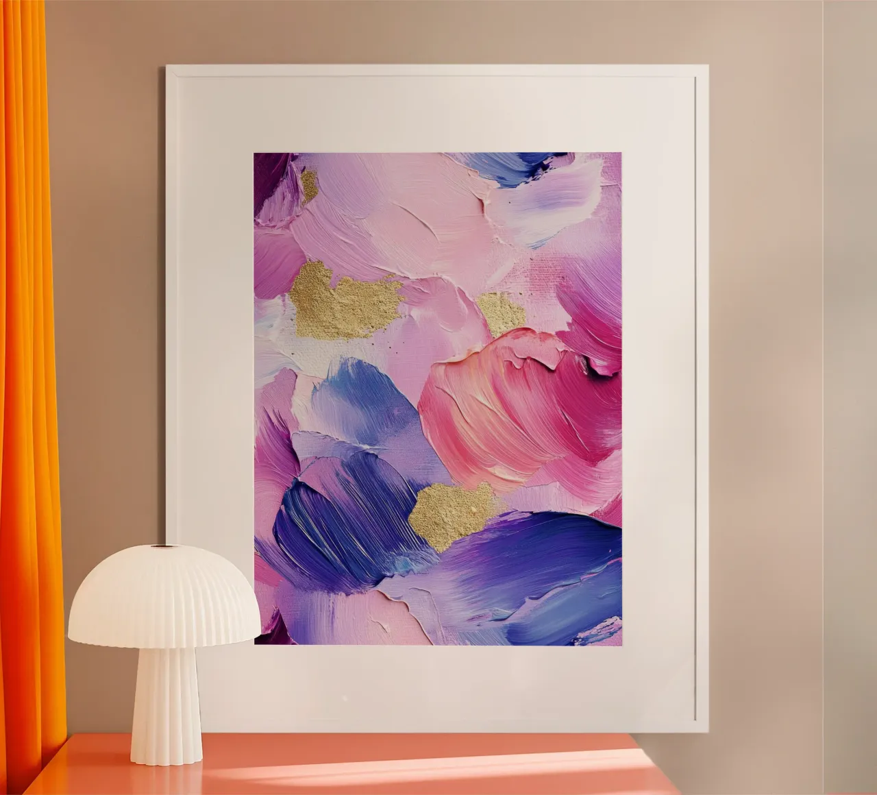Paint Splatter Malerei Pinselstriche Lilac 15 Poster mit Aluminium Rahmen von Yaso Design Paint