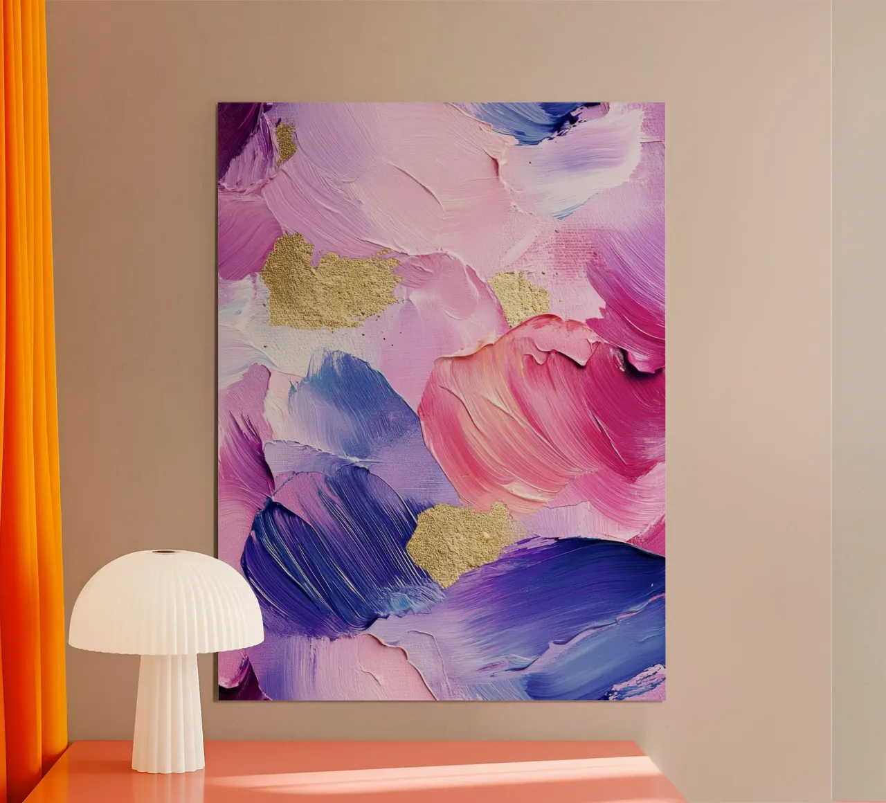 Paint Splatter Malerei Pinselstriche Lilac 15 Poster mit Aluminium Rahmen von Yaso Design Paint