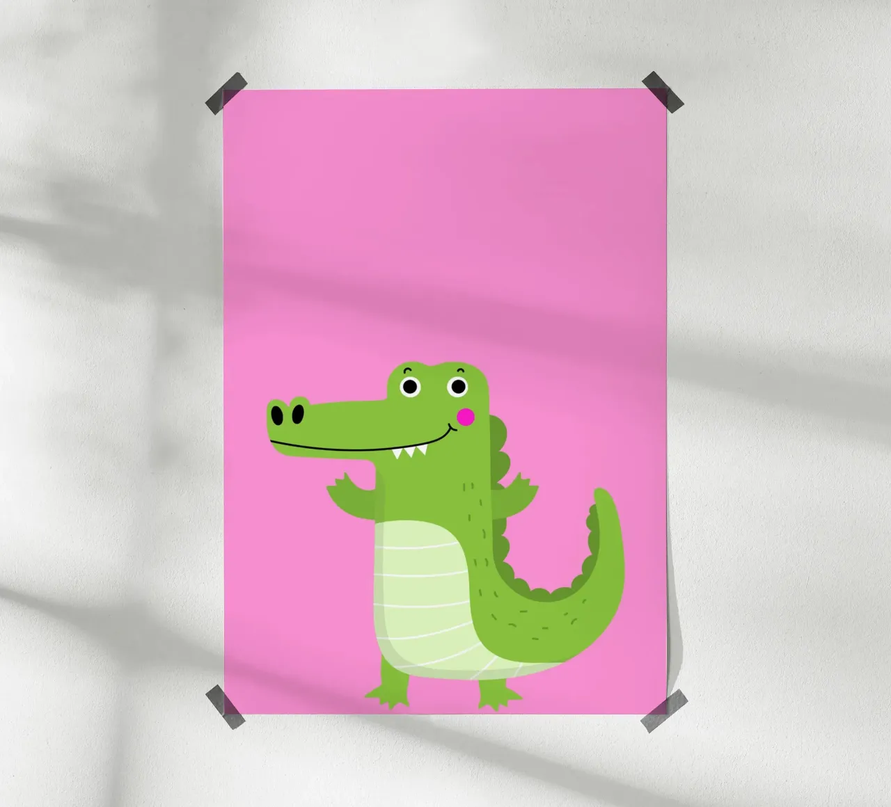 Fröhliches Krokodil poster con telaio in alluminio da Grünkraftwerk
