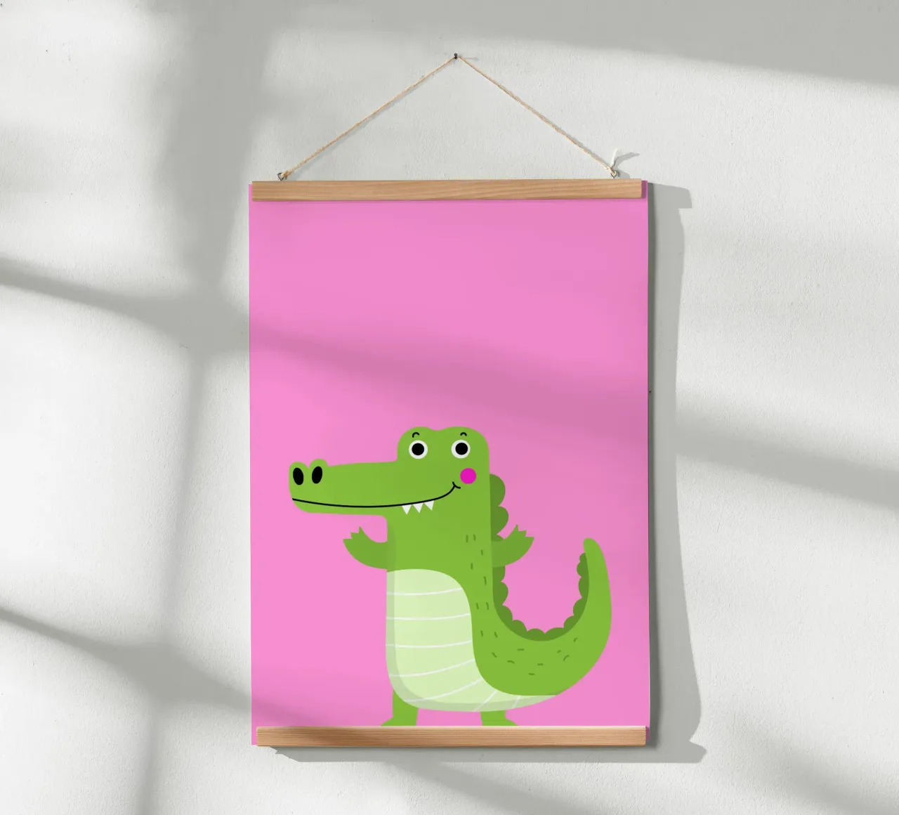 Fröhliches Krokodil poster con telaio in alluminio da Grünkraftwerk