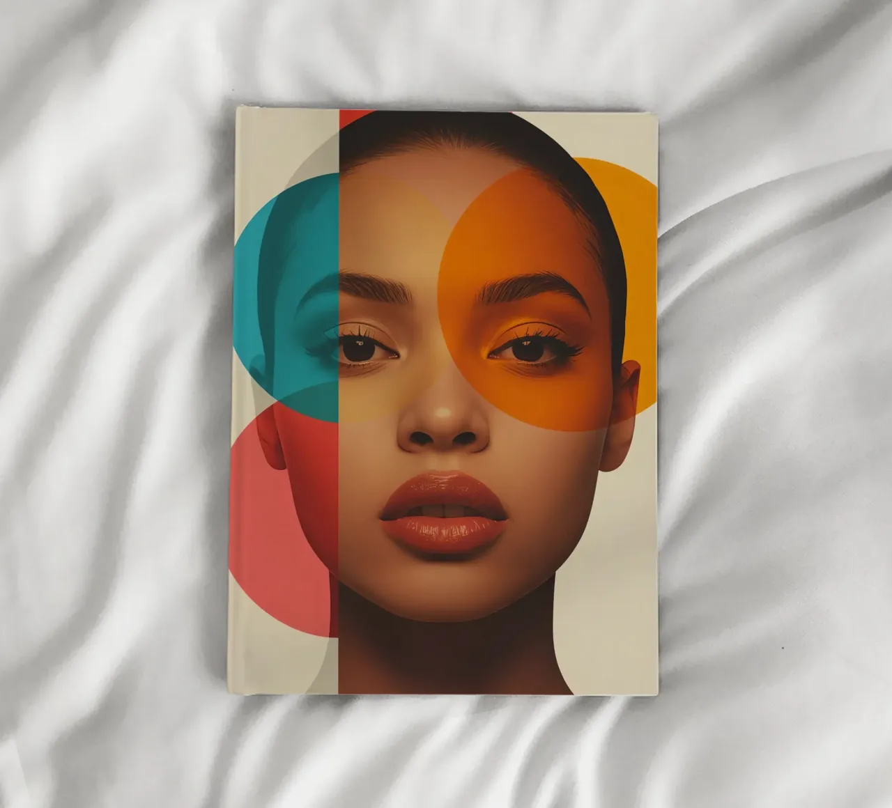 Woman Portrait with Abstract Overlapping Colored Circles notebook by DesignDoodle