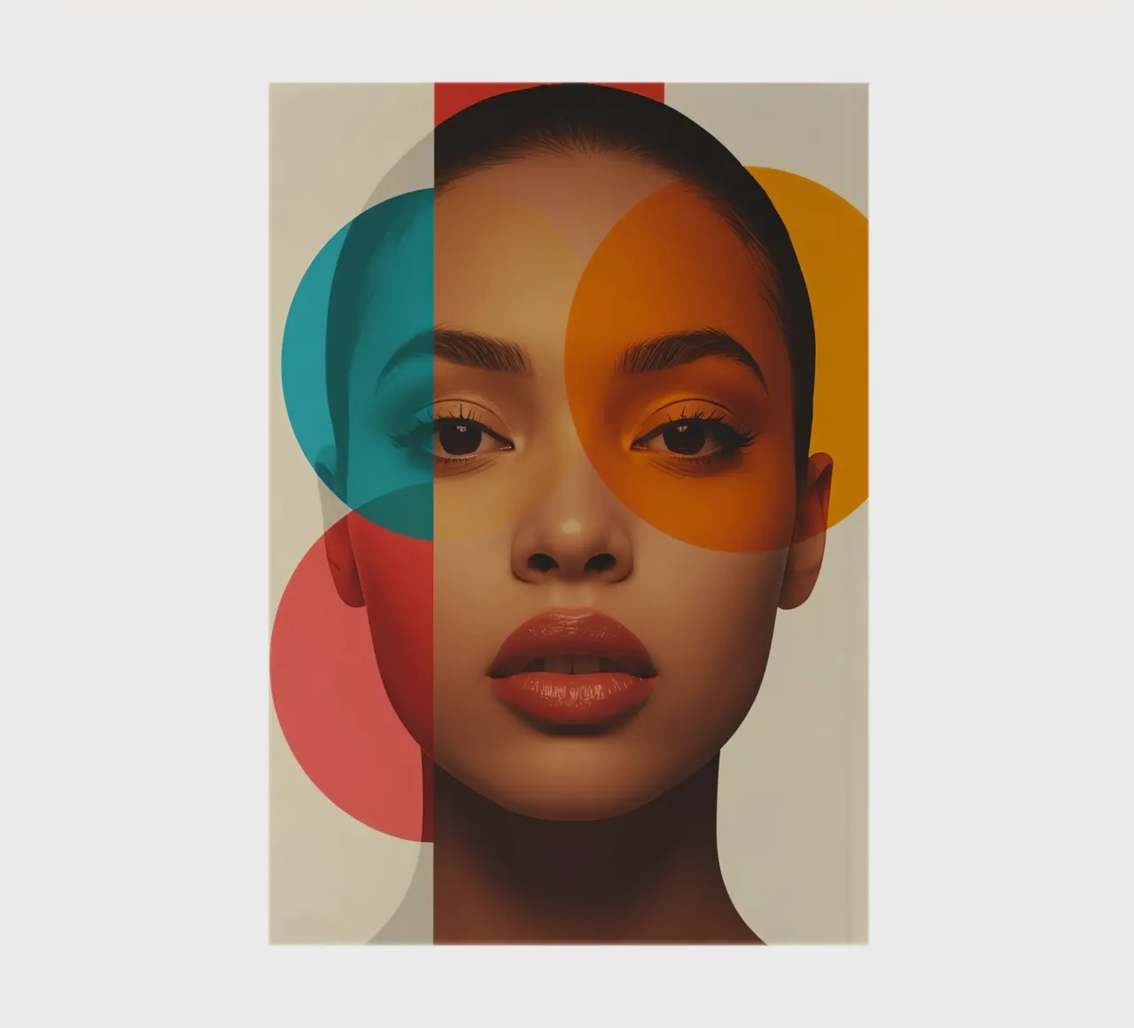 Woman Portrait with Abstract Overlapping Colored Circles notebook by DesignDoodle