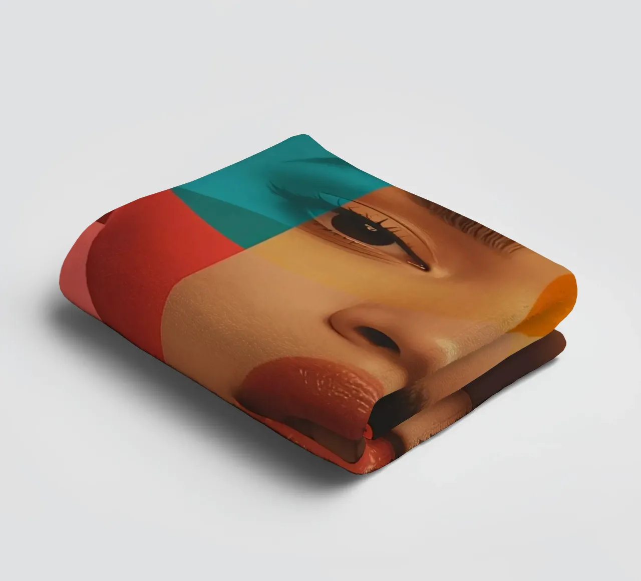 Woman Portrait with Abstract Overlapping Colored Circles towel by DesignDoodle