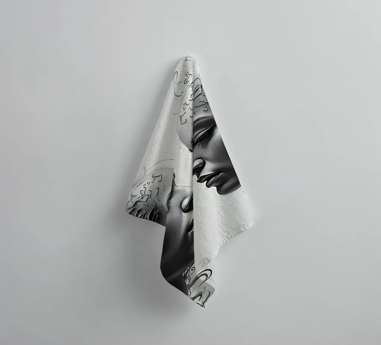 Mirror_image_grey_7 towel by AI-Portraits by LK