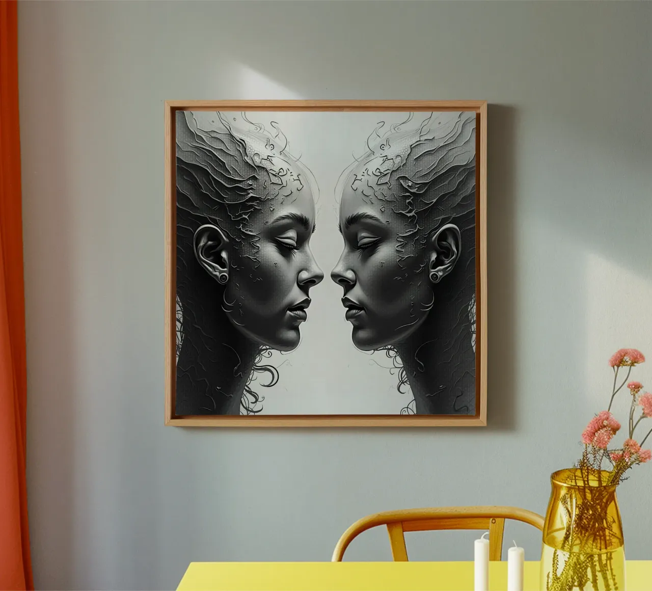 Mirror_image_grey_7 canvas by AI-Portraits by LK
